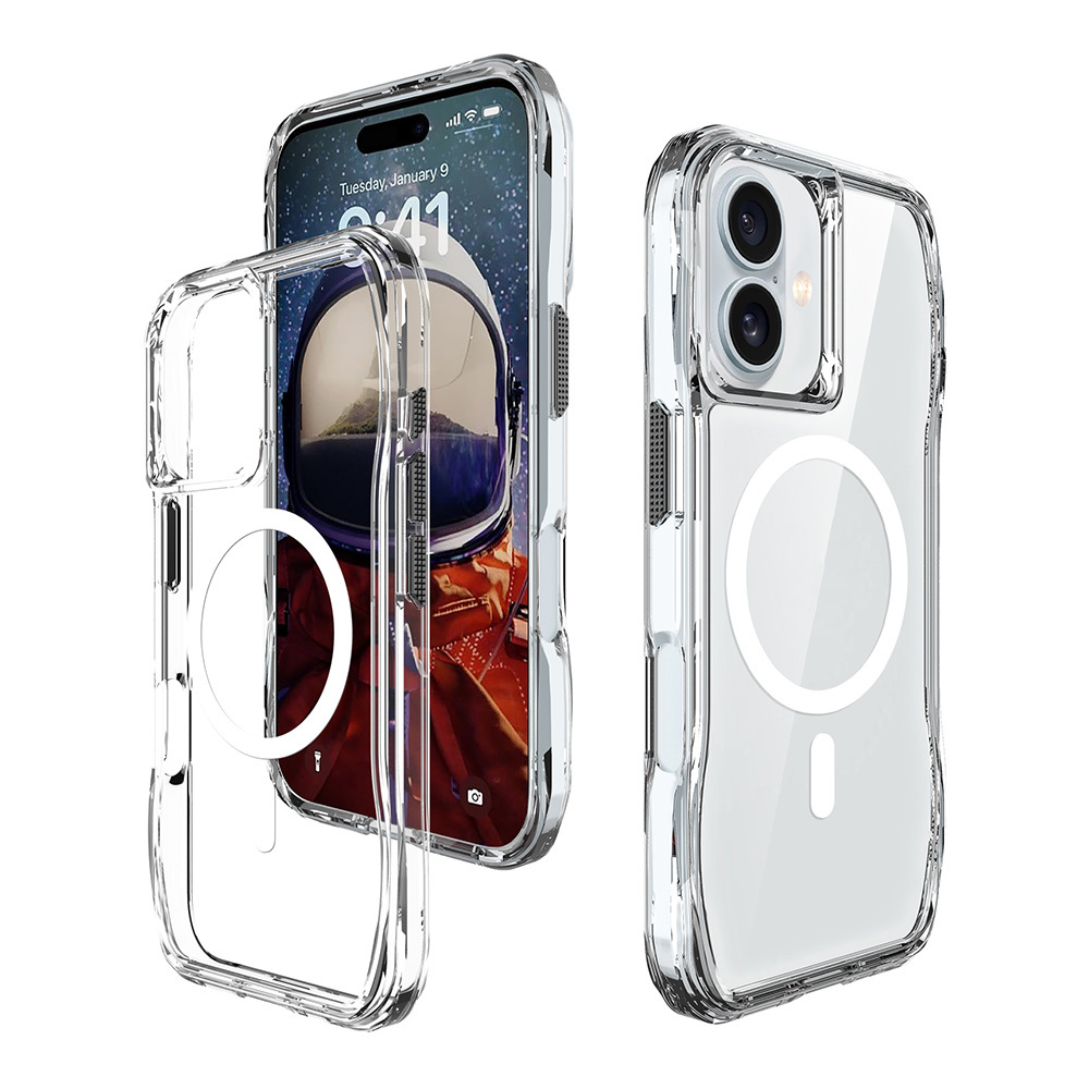 Üç şeffaf telefon kılıfı. Biri açık, bir astronotun ekranını gösteriyor. Diğer iki kılıf kapalı.