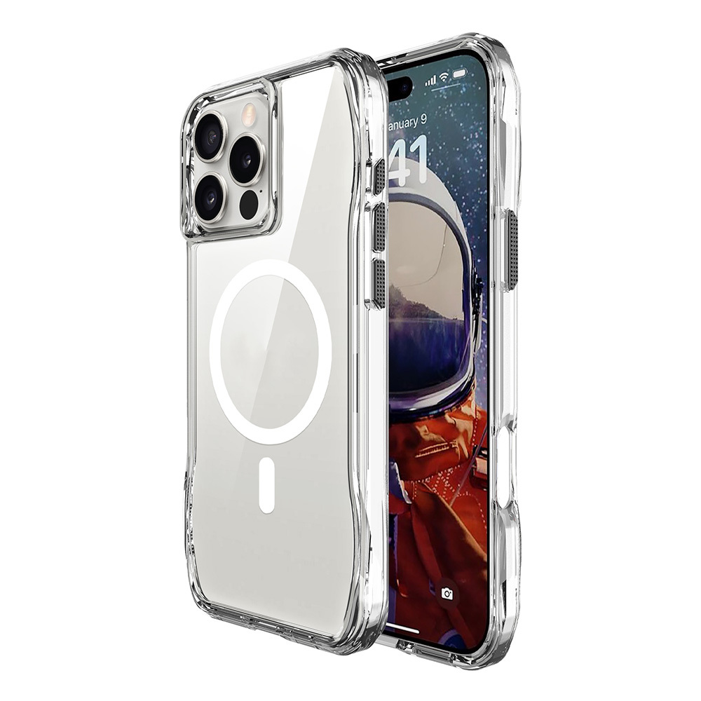 GPACK iPhone 16 Pro Uyumlu Incek M-Safe Şarj Özellikli Sert Kapak Telefon Kılıfı Şeffaf