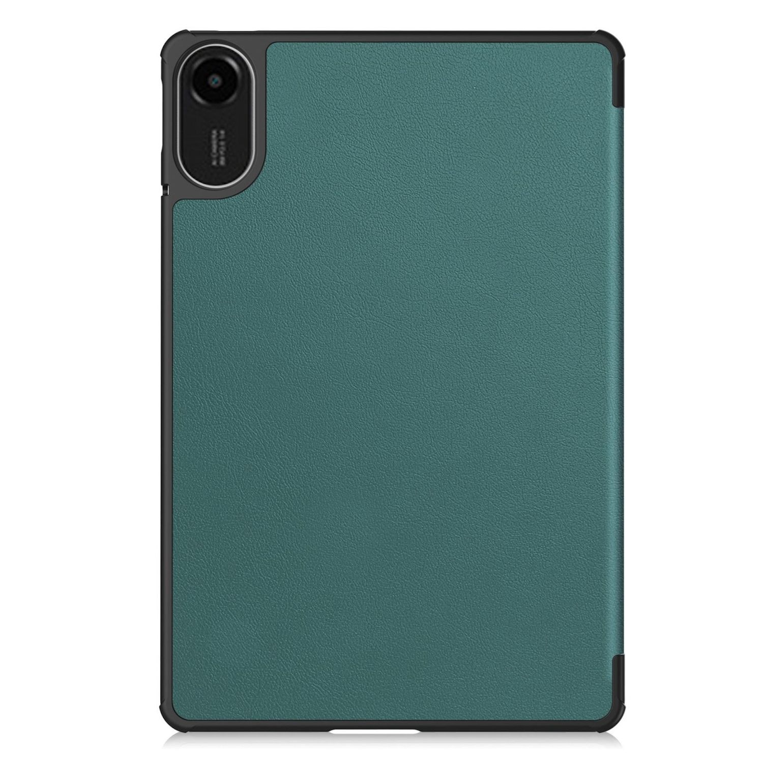 Eine Tablet-Hülle mit einer strukturierten, teal-farbenen Oberfläche. Sie hat einen schwarzen Rand und eine Kamera oben links.