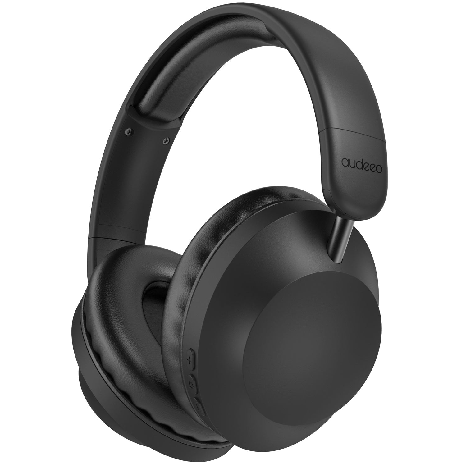 Cuffie over-ear nere con il marchio 'audeoo'. Le cuffie sono su uno sfondo bianco.