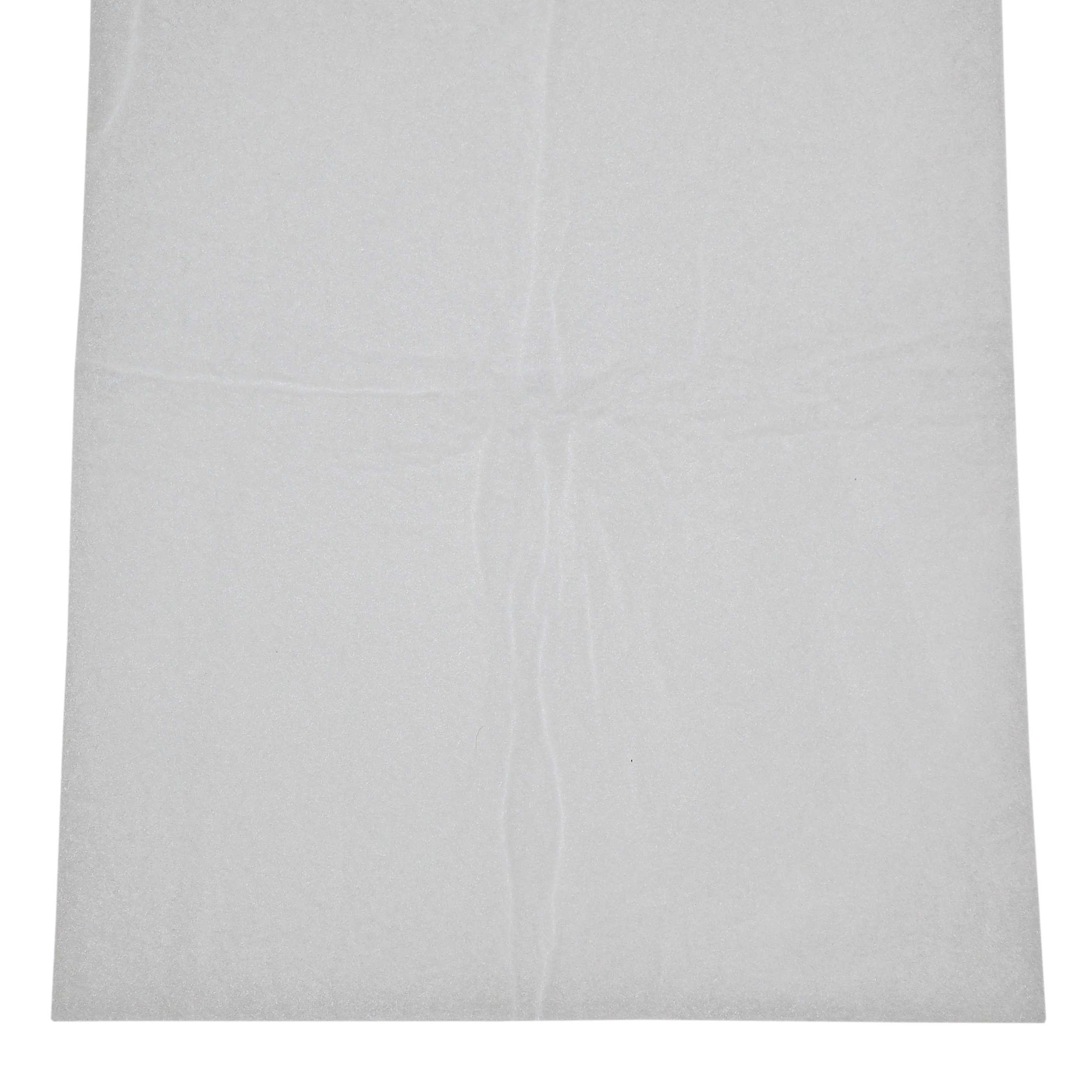 Ein weißes, strukturiertes, quadratisches Papier mit schwachen Linien, die ein Kreuz und vertikale Linien bilden. Weißer Hintergrund.