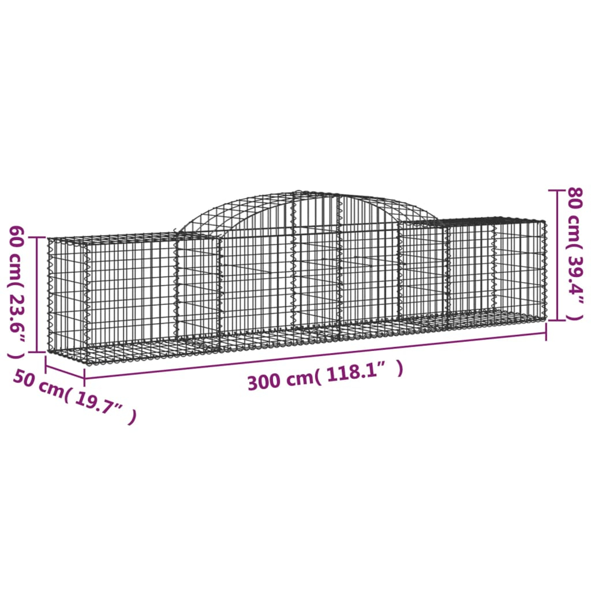 Ein Drahtrahmen, möglicherweise ein Tiergehege. Abmessungen sind angegeben: 300 cm lang, 80 cm hoch, 60 cm breit und 50 cm tief.