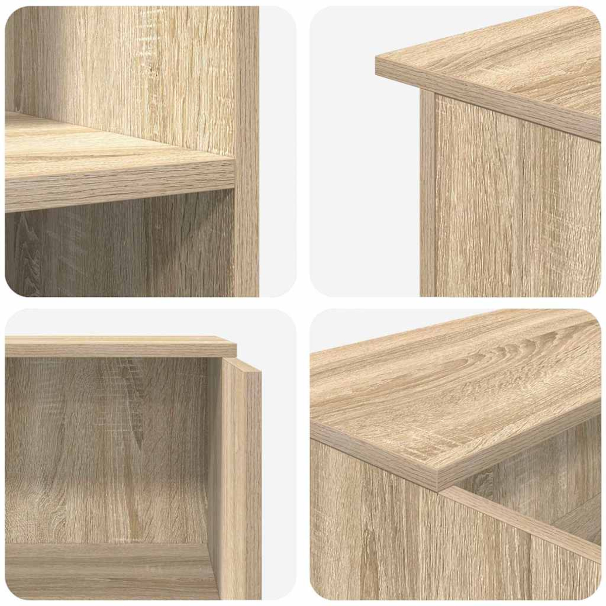 Nahaufnahmen eines Holzschranks, die Maserung und Struktur zeigen. Der Schrank ist hellbraun mit sichtbaren Holzstrukturdetails.