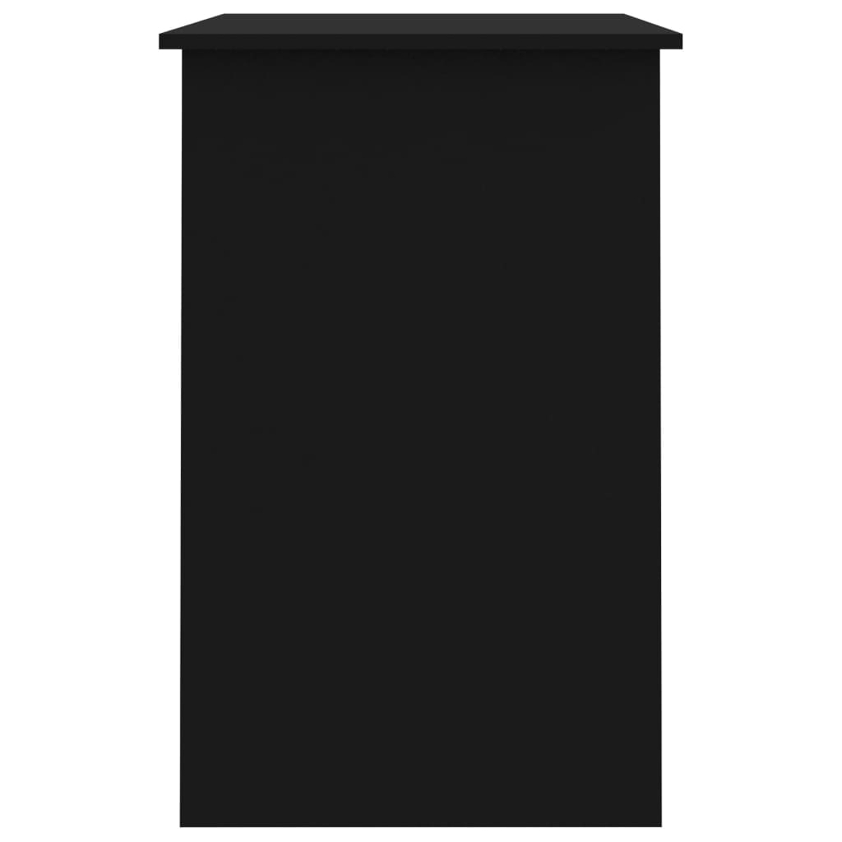 Ein schwarzer rechteckiger Schrank ist von vorne zu sehen. Er hat eine flache Oberseite und einen soliden, undurchsichtigen Körper.