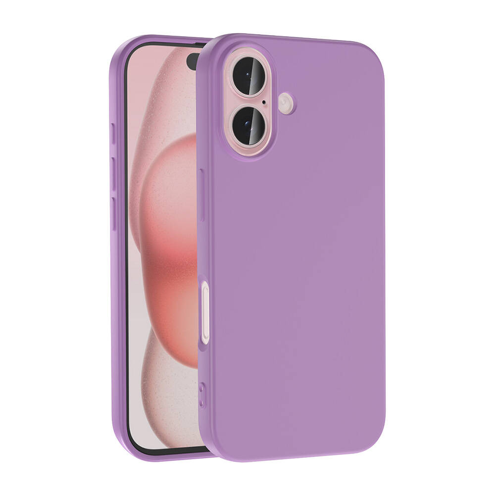 GPACK iPhone 16 Uyumlu Lansman Silikon İçi Kadife Telefon Kılıfı Lila