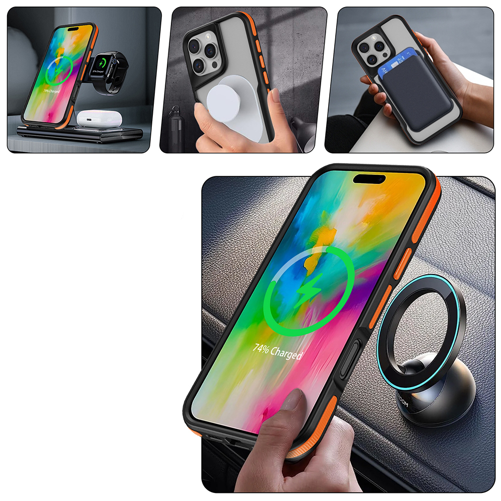GPACK iPhone 16 Pro Uyumlu Lamer M-Safe Şarj Özellikli Telefon Kılıfı Siyah