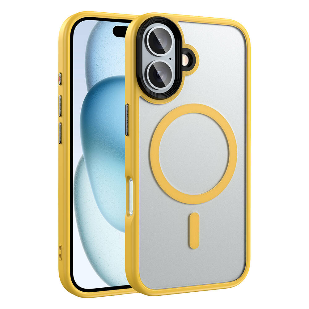 GPACK iPhone 16 Uyumlu Flet M-Safe Şarj Özellikli Telefon Kılıfı Sarı