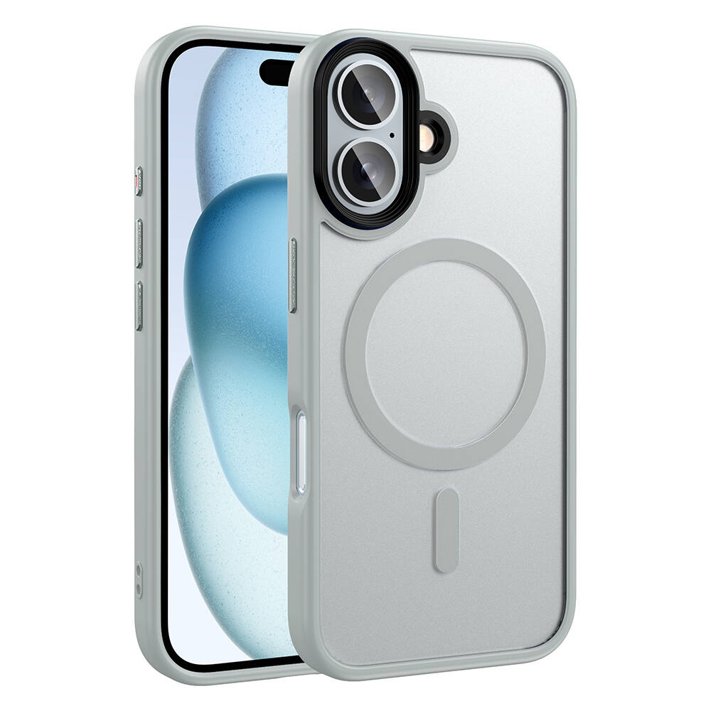 GPACK iPhone 16 Plus Uyumlu Flet M-Safe Şarj Özellikli Telefon Kılıfı Gümüş