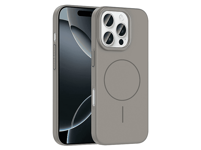 LOPARD iPhone 16 Pro Uyumlu Magsafe Şarj Özellikli Ruby Sert Kapak Telefon Kılıfı Gri