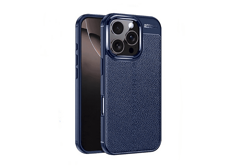 GPACK iPhone 16 Pro Uyumlu Niss Silikon Deri Görünümlü Telefon Kılıfı Lacivert