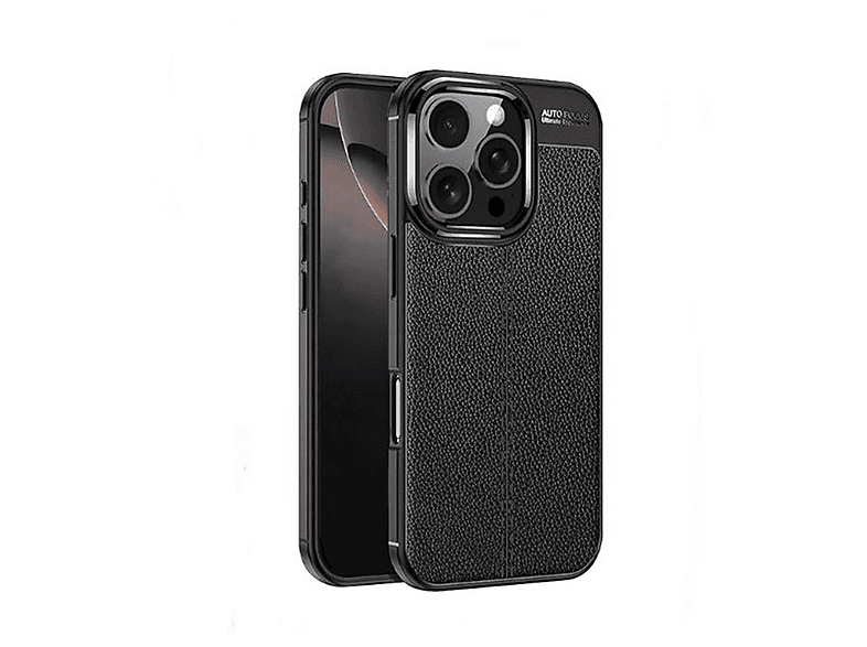 GPACK iPhone 16 Pro Max Uyumlu Niss Silikon Deri Görünümlü Telefon Kılıfı Siyah