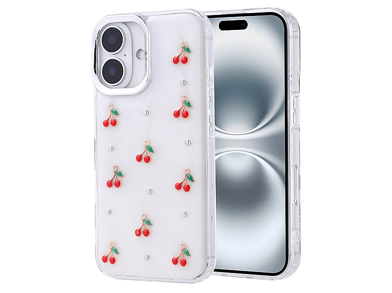 GPACK iPhone 16 Plus Uyumlu Kutup Simli Figürlü Silikon Telefon Kılıfı Kırmızı