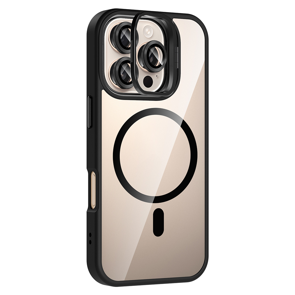 GPACK iPhone 16 Pro Uyumlu Etro M-Safe Şarj Özellikli Standlı ve Lens Koruma Telefon Kılıfı Siyah