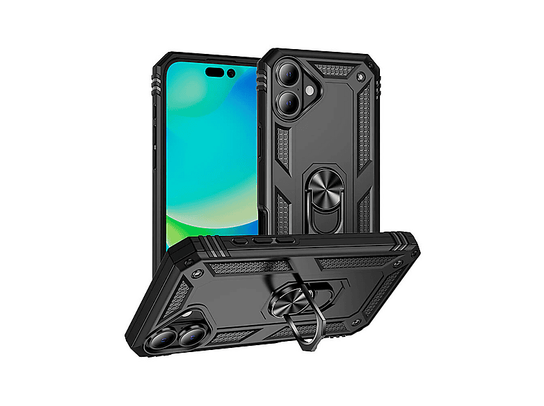 GPACK iPhone 16 Uyumlu Vega Standlı Sert Silikon Telefon Kılıfı Siyah