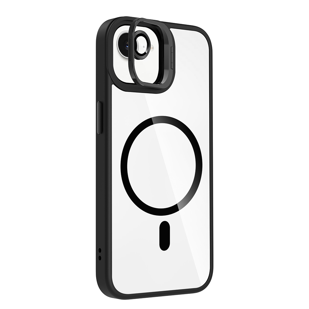 GPACK iPhone 16E Uyumlu Etro M-Safe Şarj Özellikli Standlı ve Lens Koruma Telefon Kılıfı Siyah