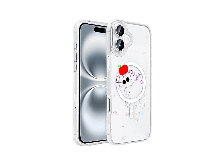 LOPARD iPhone 16 Plus Uyumlu Mgsafe Şarj Özellikli Şeffaf Folk Sert Kapak Telefon Kılıfı Çok Renkli