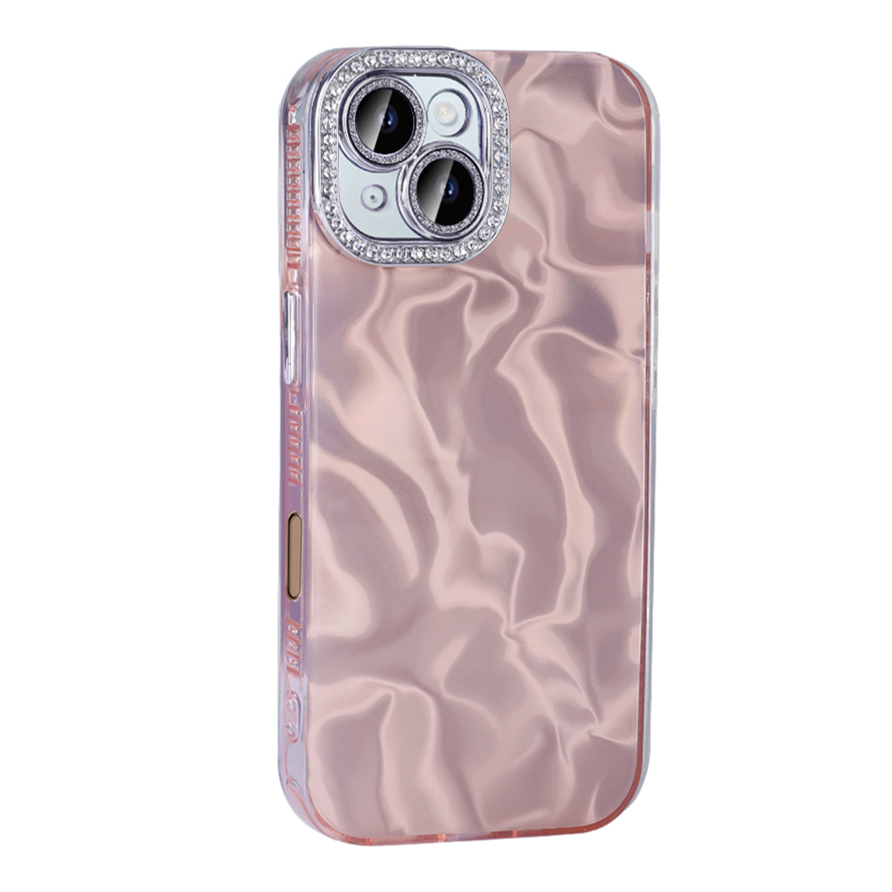 GPACK iPhone 16 Uyumlu Esila Parlak Taş Detaylı Telefon Kılıfı Pembe