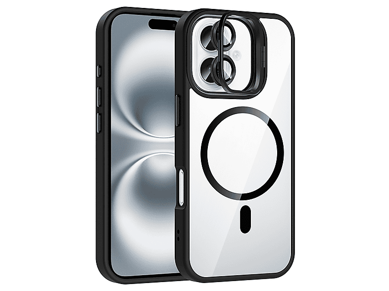 LOPARD iPhone 16 Uyumlu Standlı ve Kamera Lens Hediyeli Magsafe Şarj Özellikli Etro Kapak Telefon Kılıfı Siyah