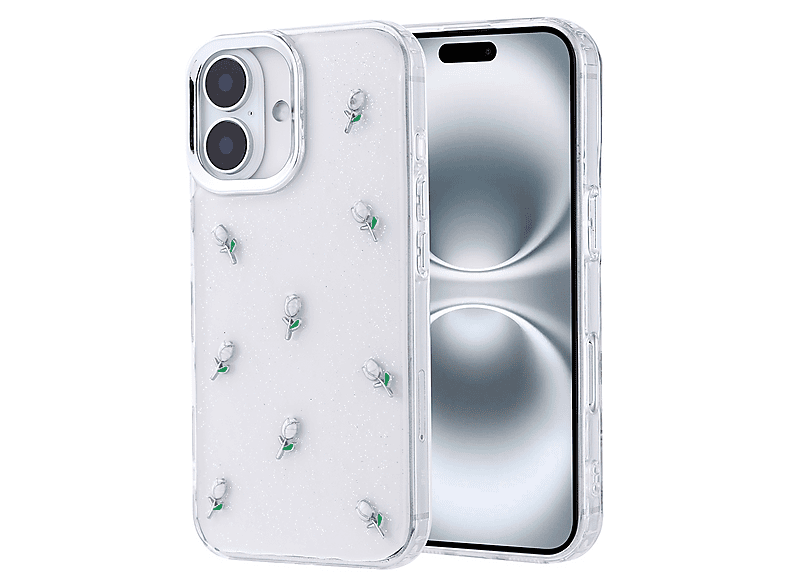 GPACK iPhone 16 Plus Uyumlu Kutup Simli Figürlü Silikon Telefon Kılıfı Yeşil