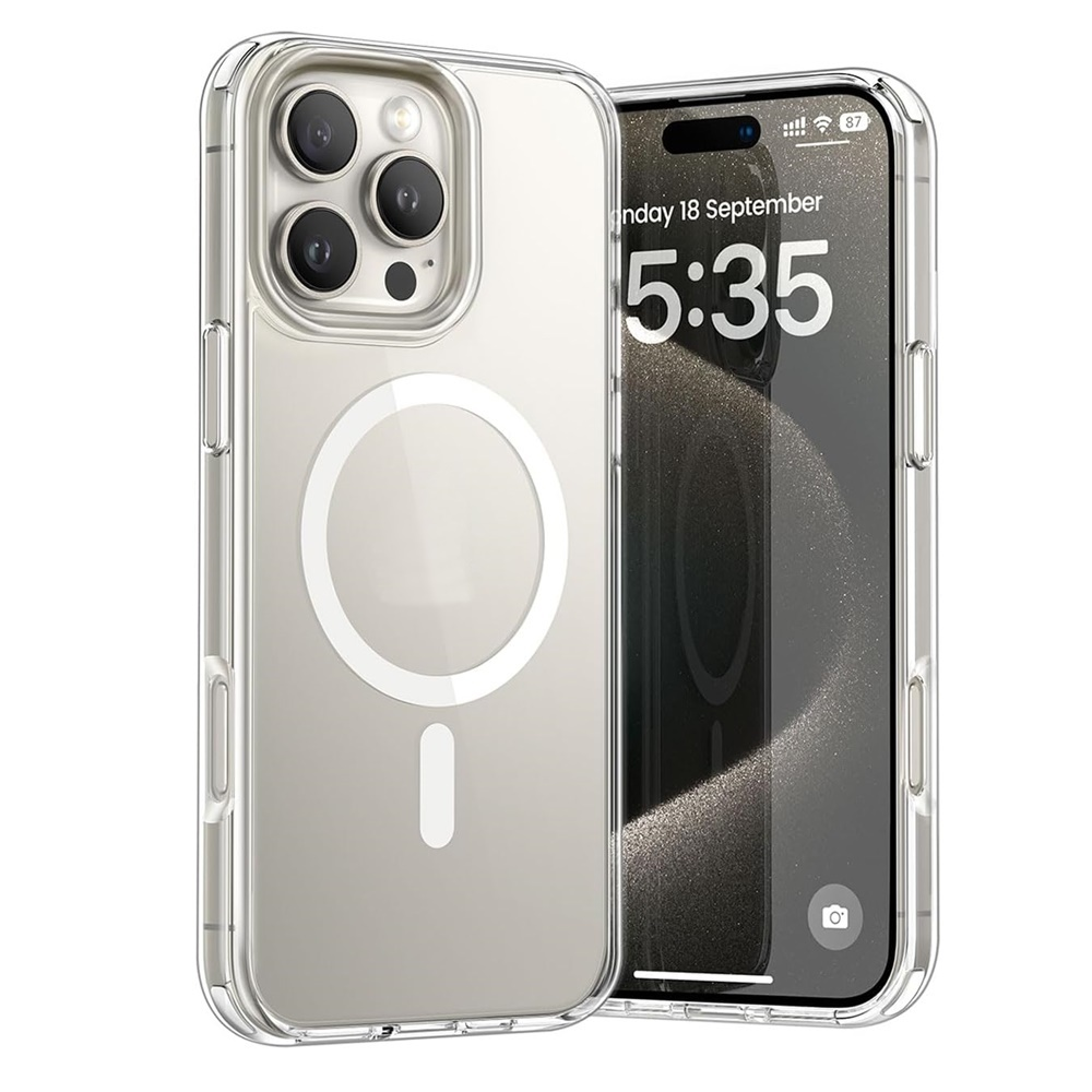 GPACK iPhone 16 Pro Uyumlu M-Safe Şarj Özellikli MPL Sert Mika Telefon Kılıfı Şeffaf