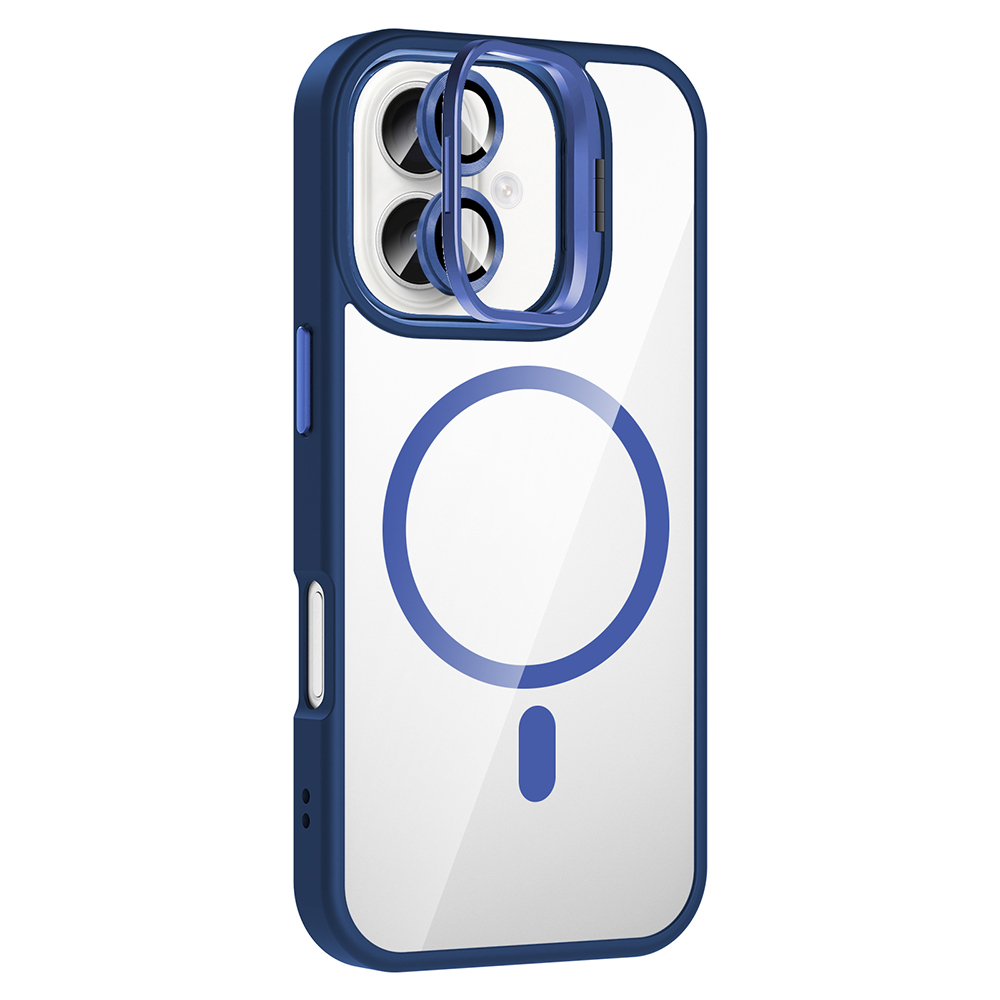 GPACK iPhone 16 Plus Uyumlu Etro M-Safe Şarj Özellikli Standlı ve Lens Koruma Telefon Kılıfı Lacivert
