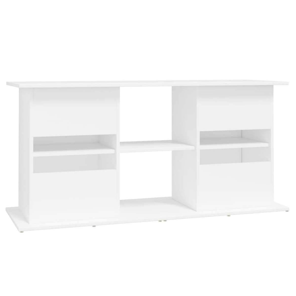 Ein weißer Schrank mit mehreren Regalen und Fächern. Das Design ist modern und symmetrisch. Er steht vor einem weißen Hintergrund.