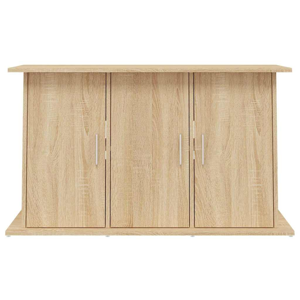 Ein helles Holzschrank mit drei Türen und silbernen Griffen. Der Schrank ist rechteckig, mit einem schlichten Design und einer flachen Oberseite.
