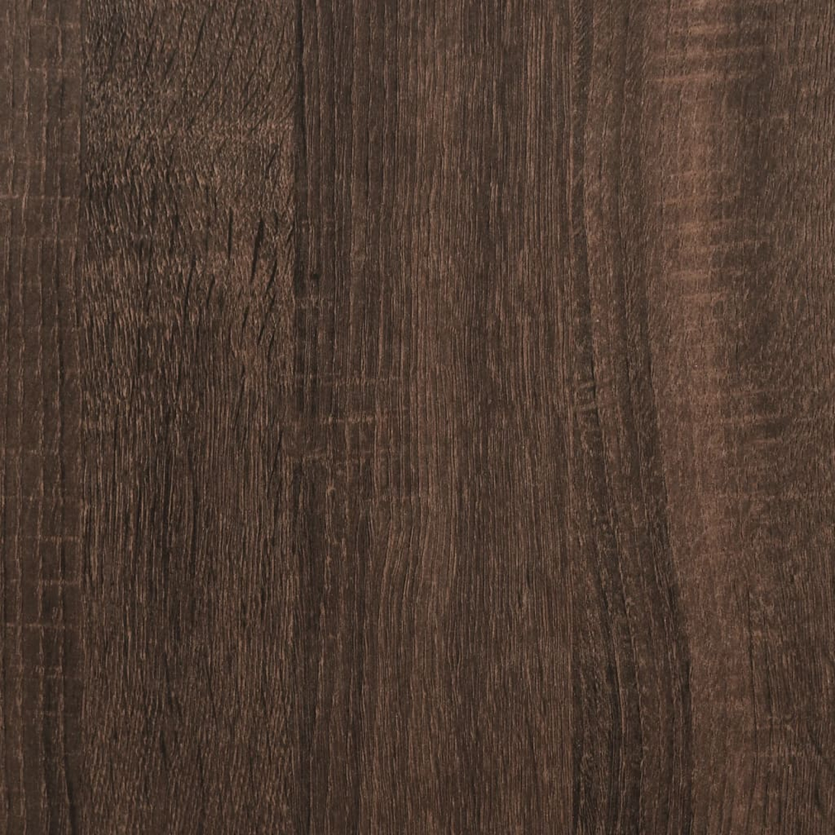 Nahaufnahme von dunkelbraunem Holz. Vertikale Linien und Texturen zeigen natürliche Muster und Variationen.