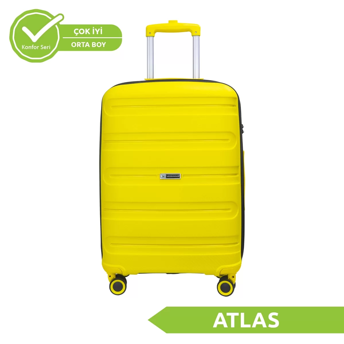 VEGMANN Atlas Polipropilen Orta Boy Valiz Sarı