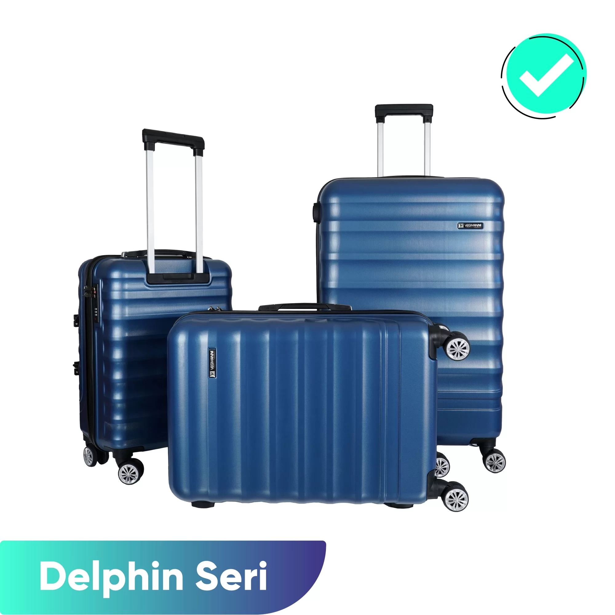 VEGMANN Delphin ABS 3'lü Valiz Seti Mavi