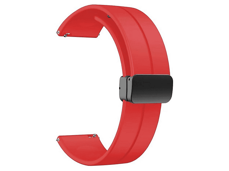 GPACK Amazfit GTR 2 47mm Uyumlu D-Buckle Mıknatıslı Silikon 22-KRD84 Akıllı Saat Kordonu Kırmızı