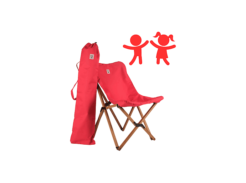 BAG THE JOY Çocuk Ahşap Kahverengi İskelet Katlanır Çantalı Kamp Sandalyesi Kırmızı