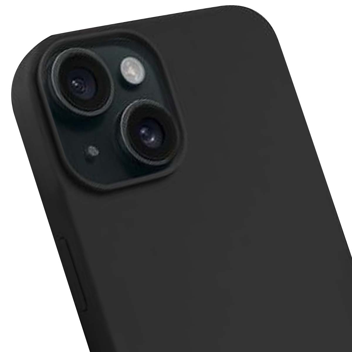 Primo piano di un telefono nero. Visibili le lenti della fotocamera e la finitura opaca e liscia del retro.