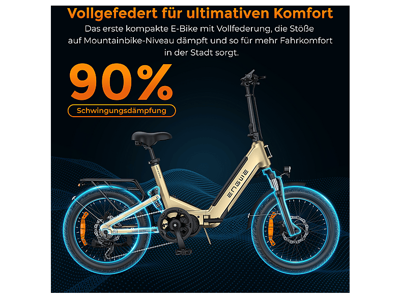 ENGWE L20 3.0 PRO Kompakt-/Faltrad (Laufradgre: 20 Zoll, Unisex-Rad,  720Wh, Schwarz) | SATURN