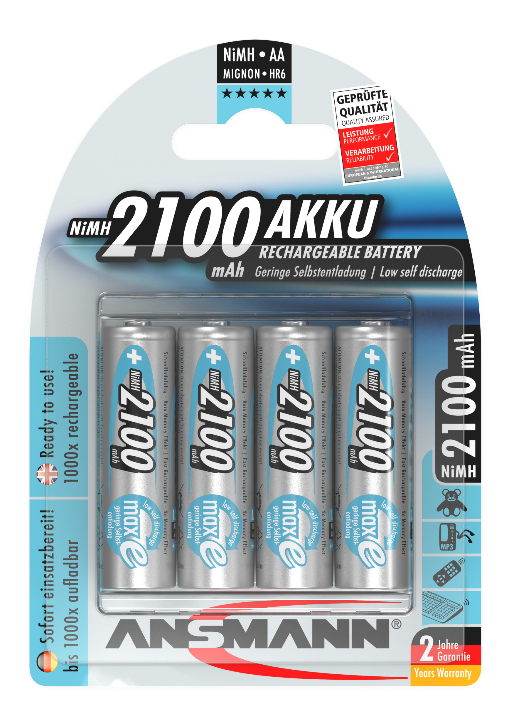 ANSMANN MaxE NiMH Mignon 2100mAh 4'lü Blister Batarya/ Pil
