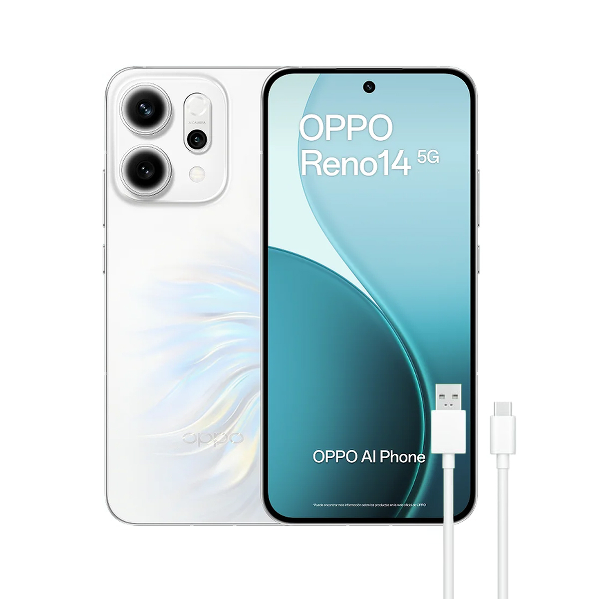 OPPO Reno14 5G, Opal White, Móvil Android, 256 GB, 12 GB RAM, 6,59