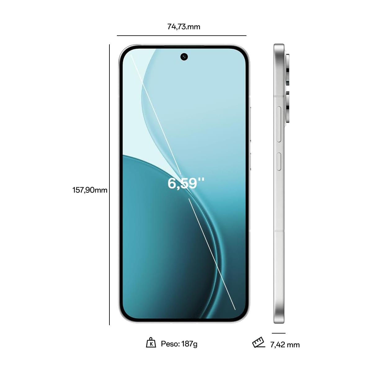 OPPO Reno14 5G, Opal White, Móvil Android, 256 GB, 12 GB RAM, 6,59