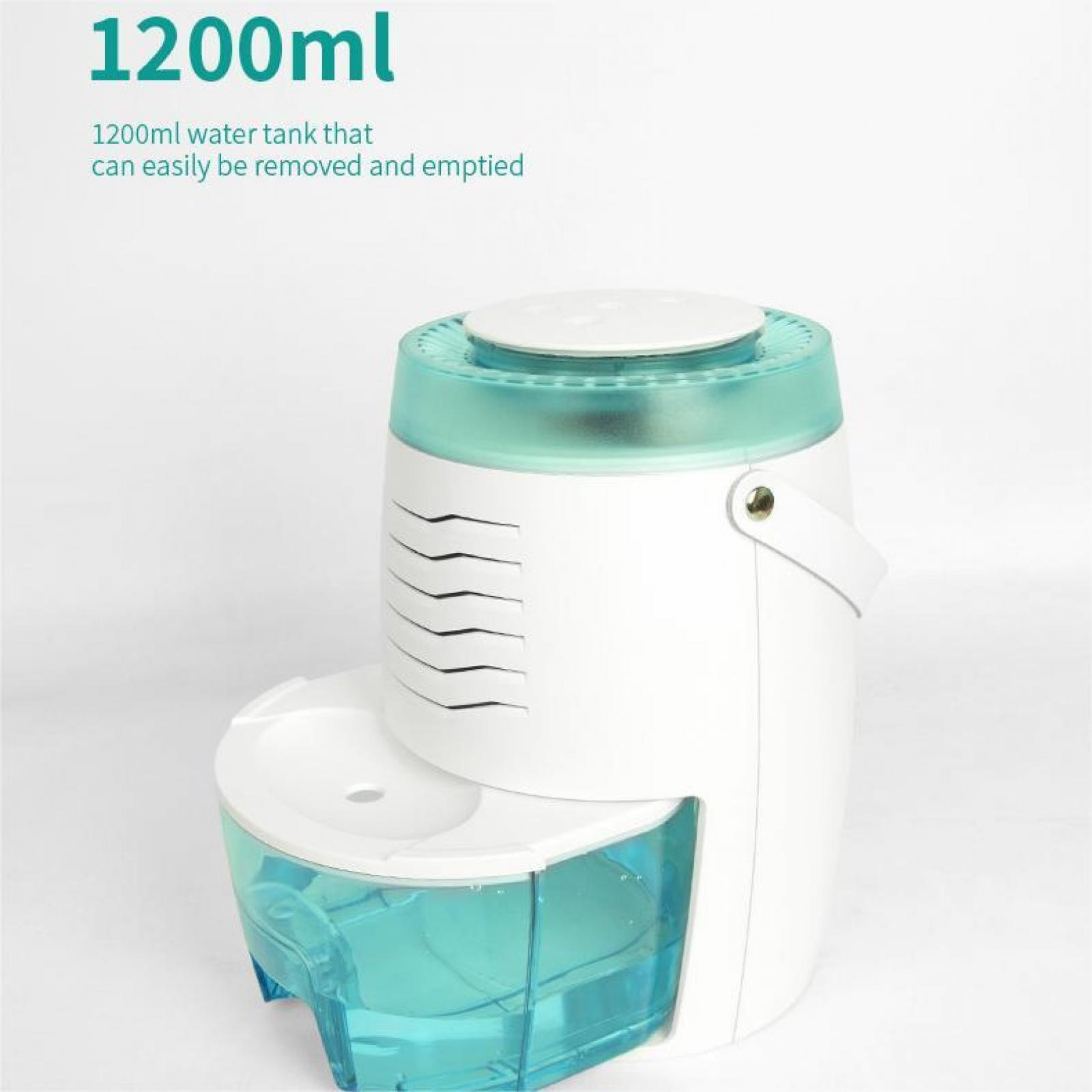 Weißer und türkisblauer Wassertank mit Griff, beschriftet mit 1200ml. Er hat einen abnehmbaren, transparenten, blauen Behälter.