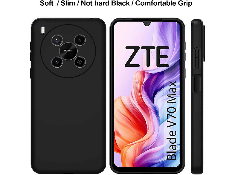 Custodia Portafoglio Con Cerniera Per ZTE Blade V70 Max – Pelle Pieghevole Con Supporto, Magneti E Slot Porta Carte (Nero)