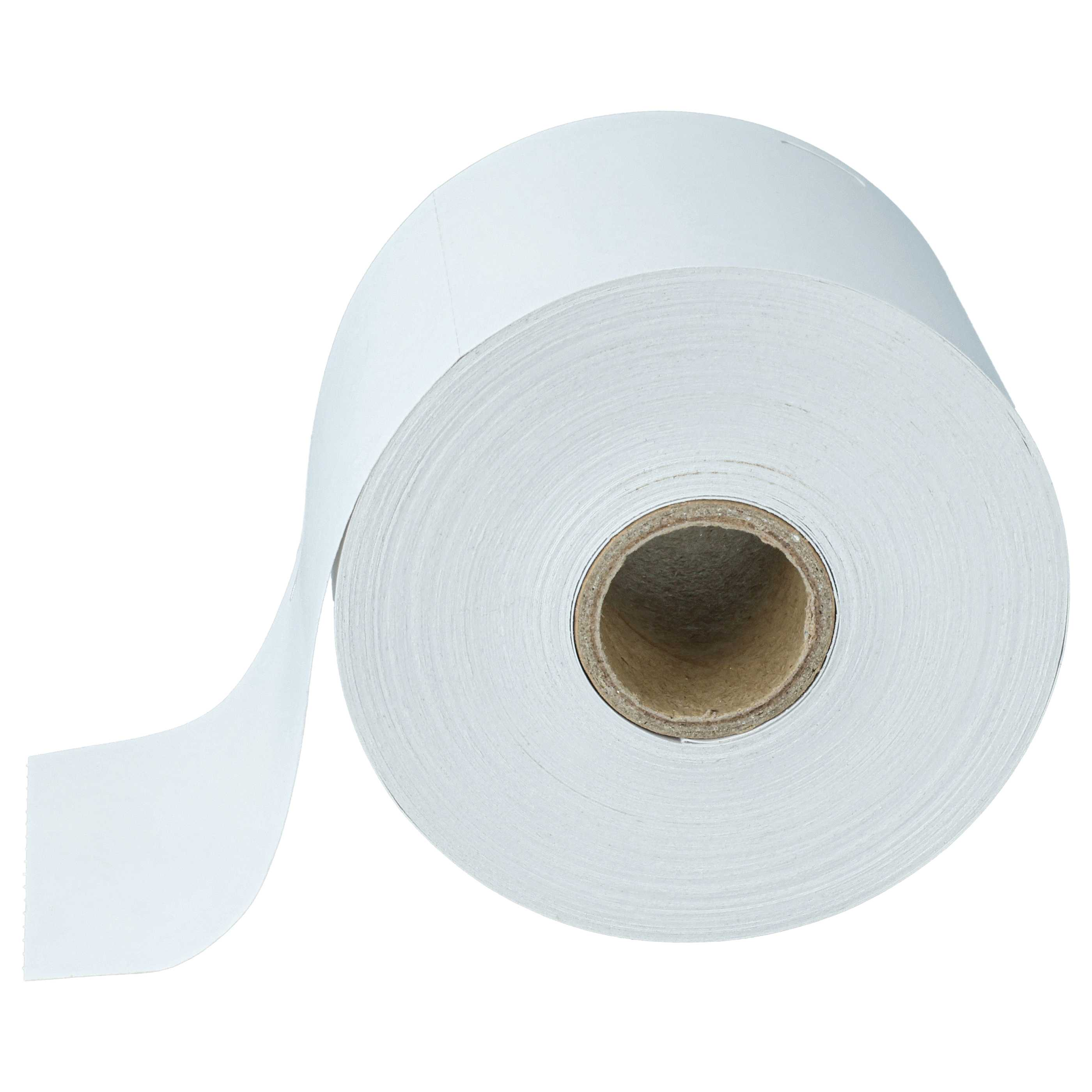 Eine Rolle weißes Papier mit einem Pappkern. Das Papier ist leicht abgerollt, isoliert auf weißem Hintergrund.