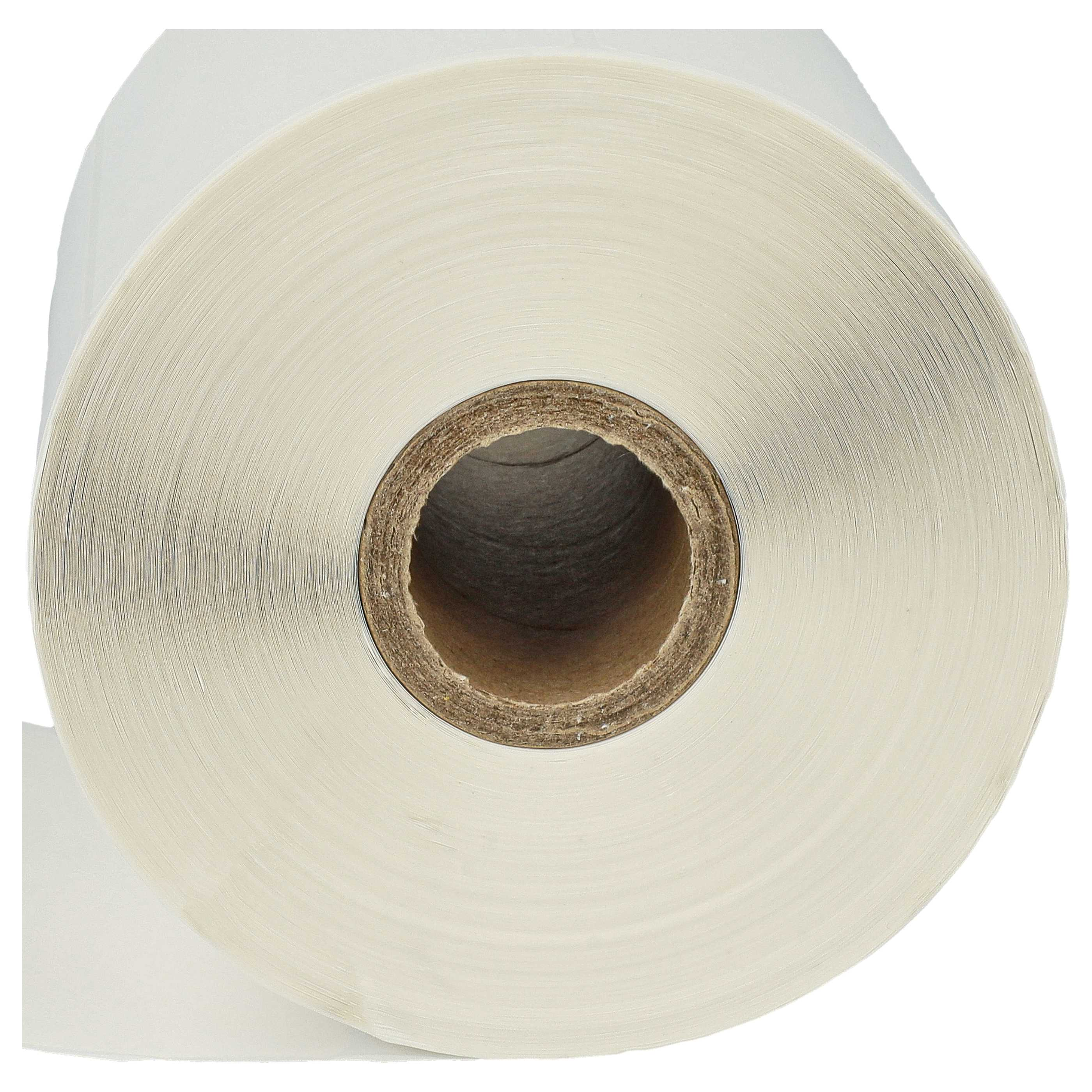 Eine Rolle weißes Papier. Der Kern ist braune Pappe. Das Papier ist in Schichten eng gewickelt.