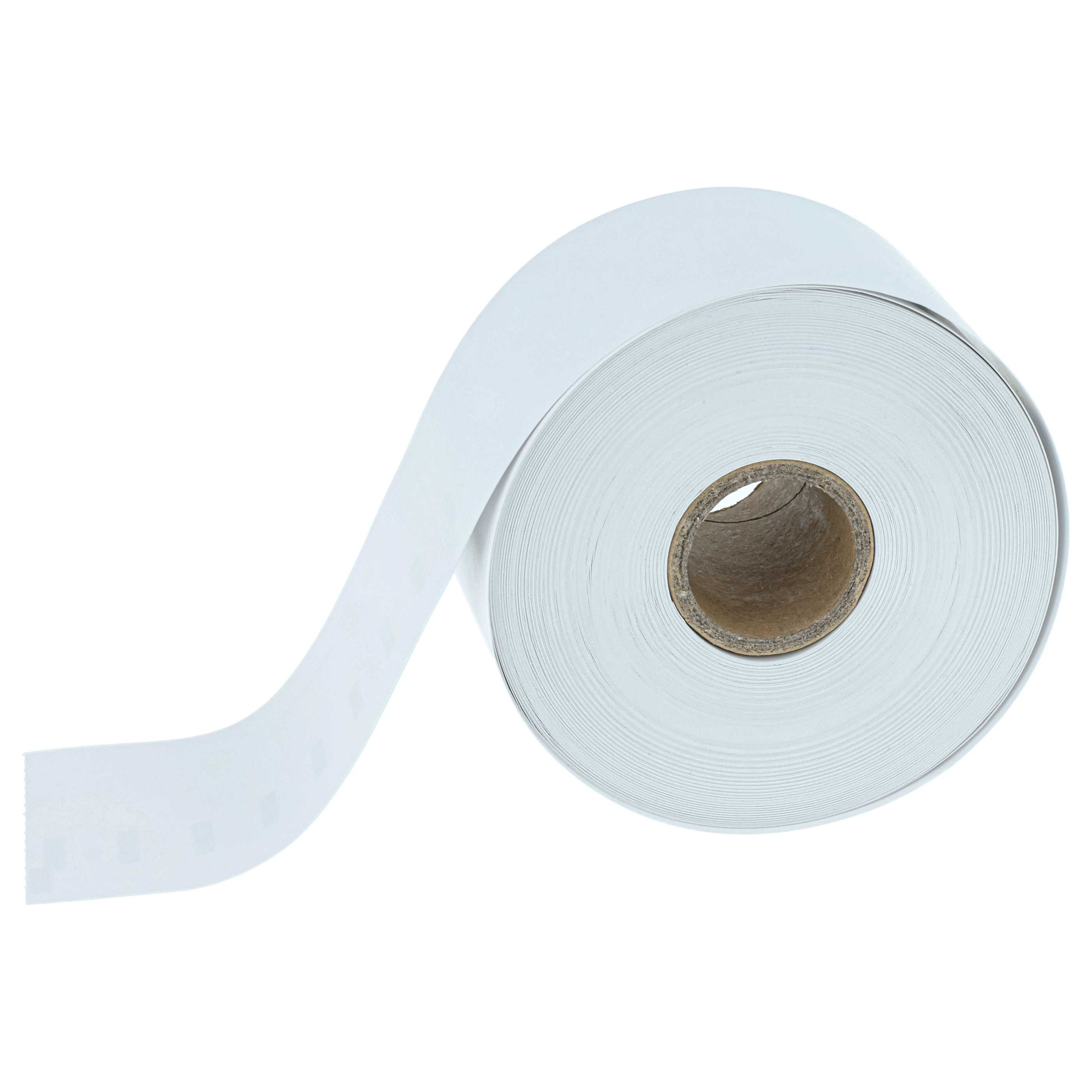 Eine Rolle weißes Papierband vor weißem Hintergrund. Die Rolle ist teilweise abgerollt.