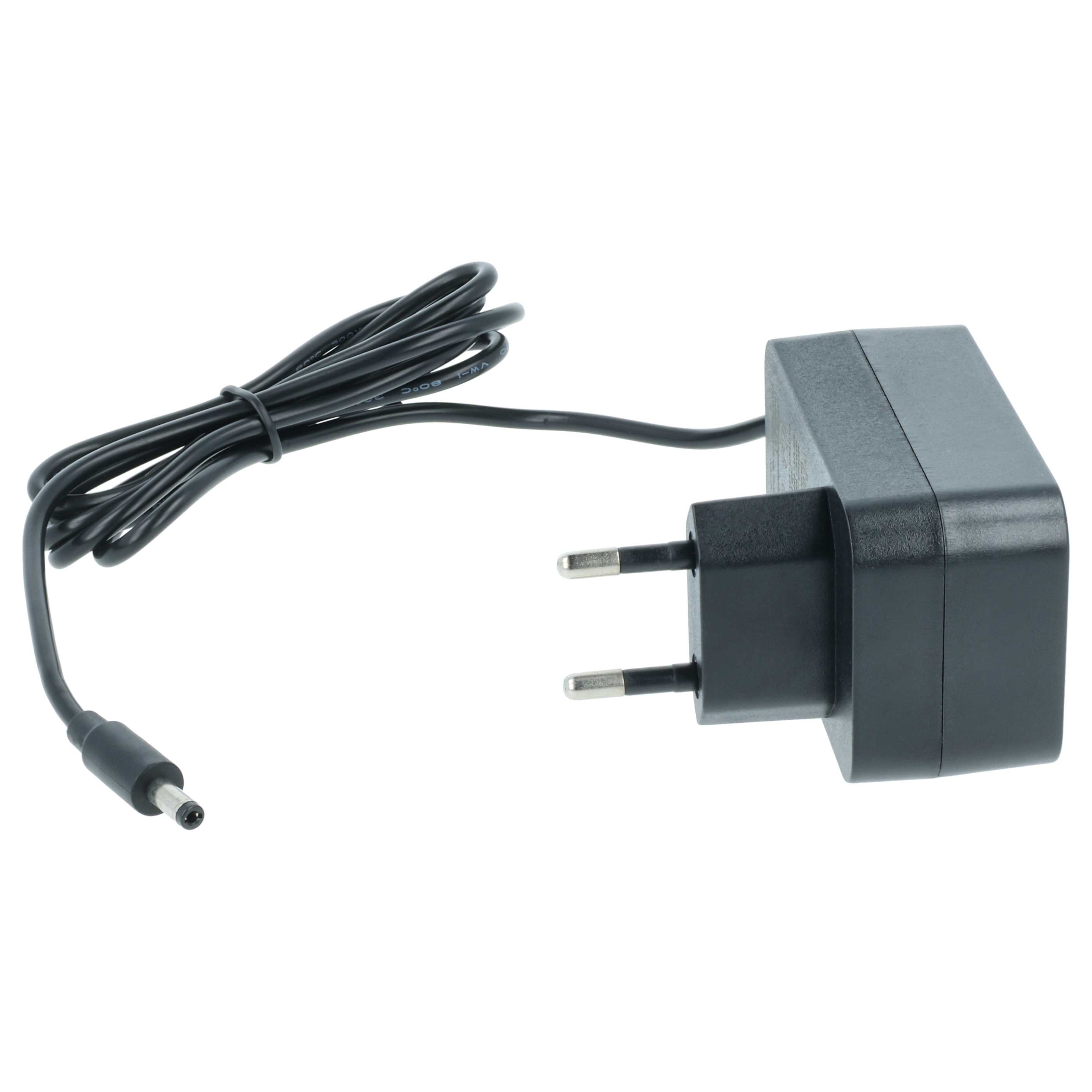 Ein schwarzes Netzteil mit Stecker und Kabel. Der Stecker hat zwei Metallstifte. Das Kabel ist aufgerollt.