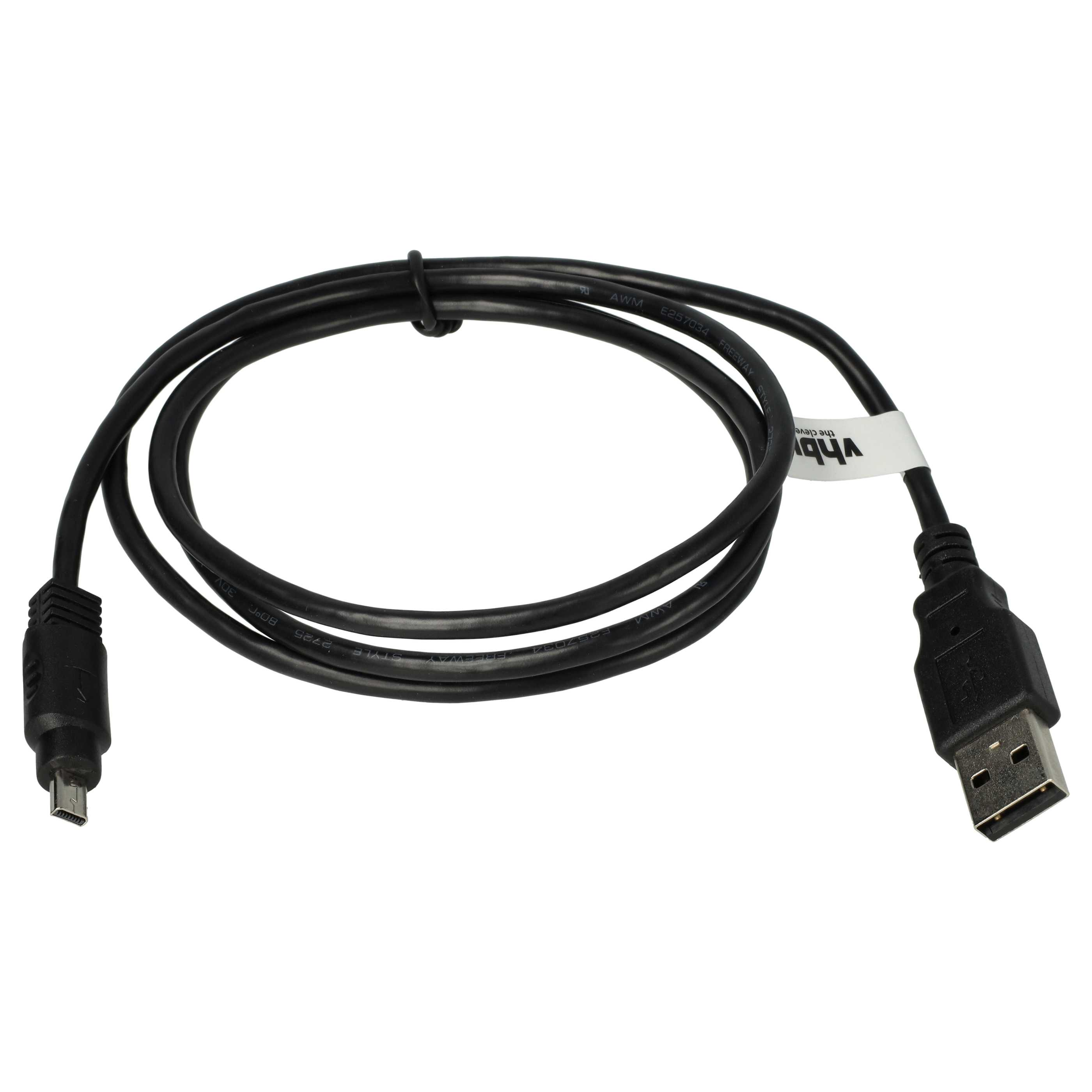 Ein schwarzes USB-Kabel mit zwei verschiedenen Enden, eines ein Standard-USB, das andere ein Micro-USB.