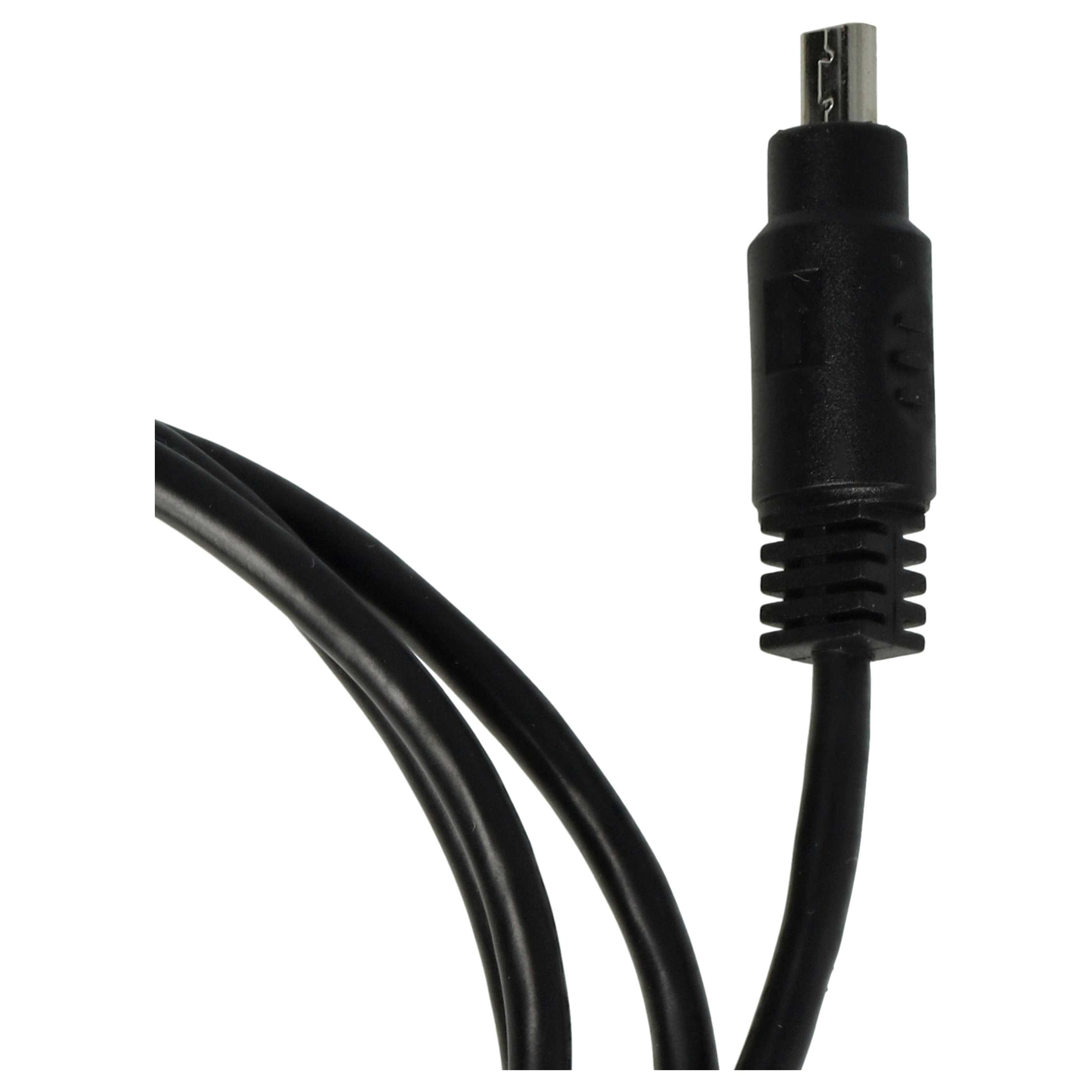 Ein schwarzes USB-Kabel mit Micro-USB-Anschluss wird auf weißem Hintergrund gezeigt. Das Kabel ist gebogen.