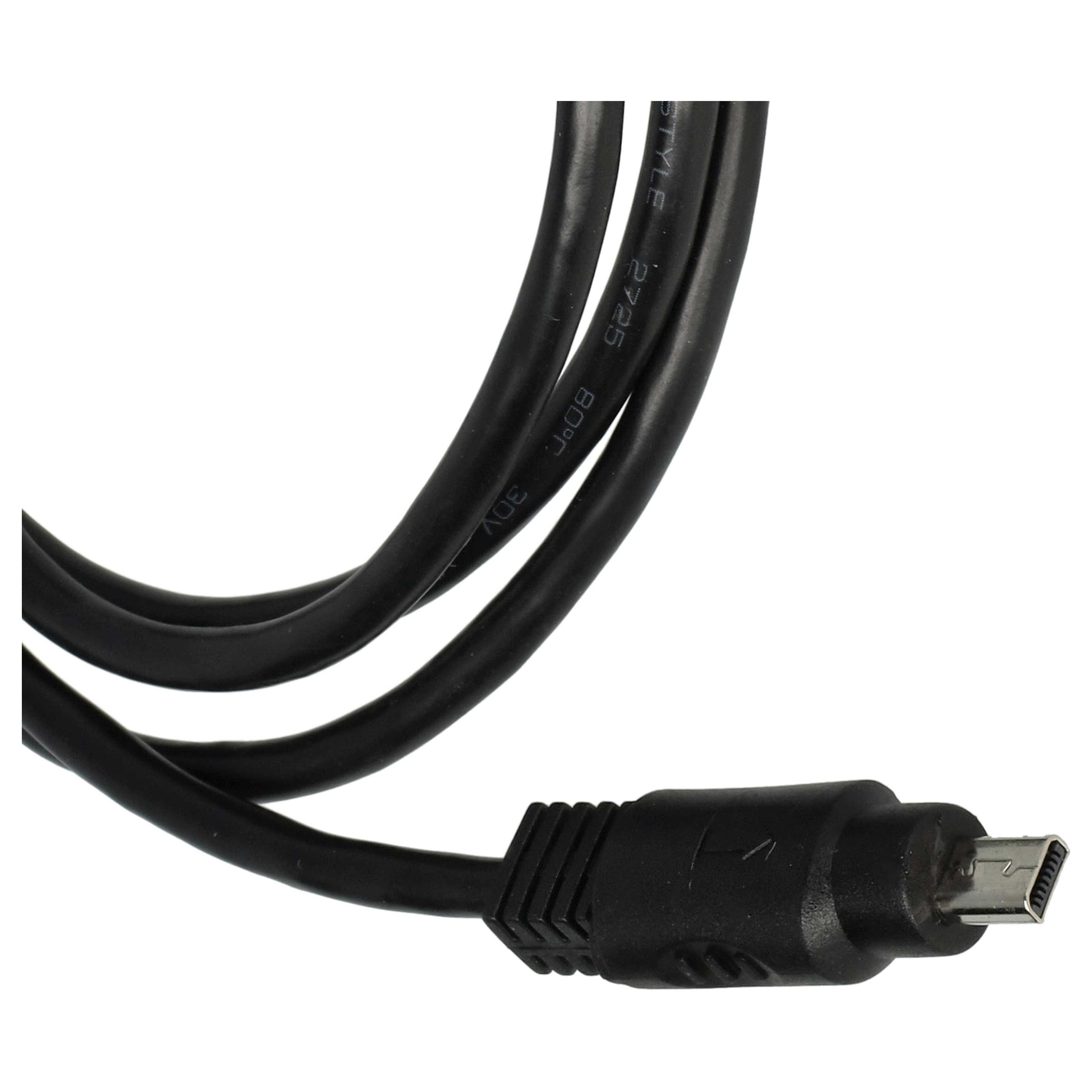 Ein schwarzes USB-Kabel mit einem Micro-USB-Anschluss. Das Kabel ist gebogen und hat Markierungen.