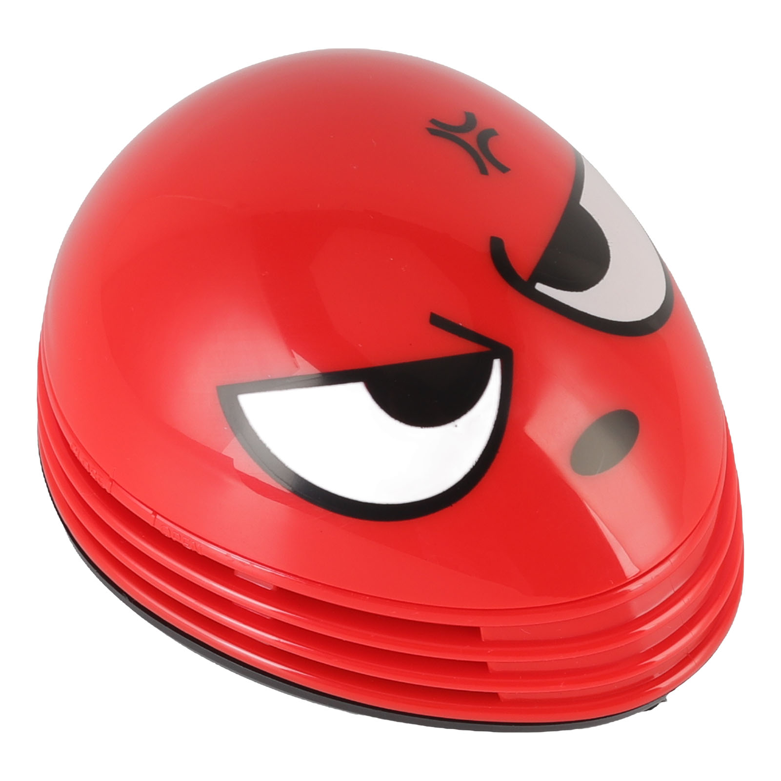 Ein rotes, wütendes, kuppelförmiges Objekt mit weiß umrandeten Augen und einem schwarzen Punkt als Nase. Es hat einen geriffelten Boden.