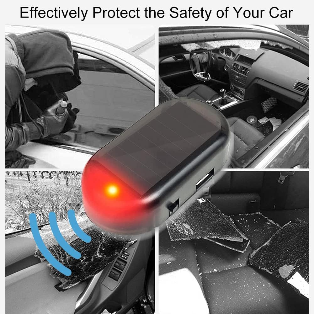 Das Bild zeigt ein Autoalarmsystem. Eine Person bricht in ein Auto ein, mit Trümmern und einem roten Blinklicht.