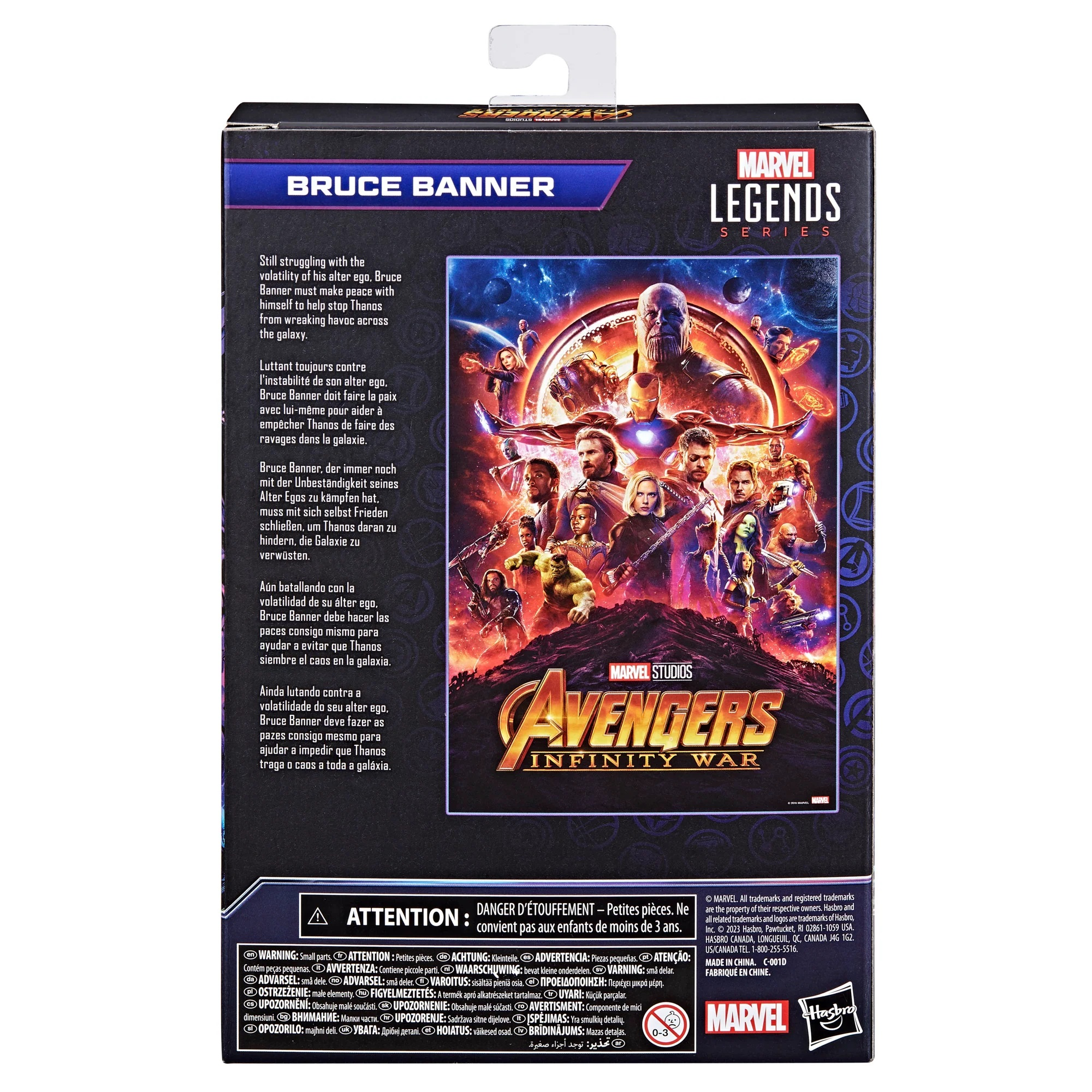 Bruce Banner aksiyon figürü kutu sanatı. Avengers: Infinity War film afişi yer alıyor.