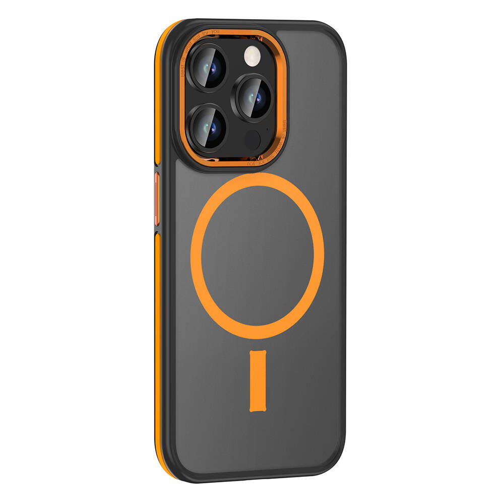 GPACK iPhone 15 Pro Uyumlu Ant M-Safe Şarj Özellikli Telefon Kılıfı Turuncu